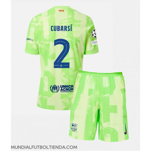 Camiseta Barcelona Pau Cubarsi #2 Tercera Equipación Replica 2024-25 para niños mangas cortas (+ Pantalones cortos)